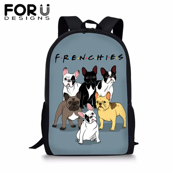 Z4231C FORUDESIGNS Kids 3 шт./компл. Рюкзак Мультфильм Французский бульдог животные принты брезентовые Школьные Рюкзаки рюкзаки для подростков девочек мальчиков студентов - Цвет: Z4231C