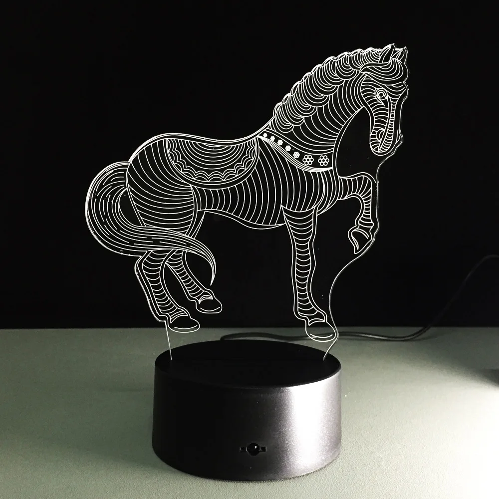 Второй день Пасхи подарок прекрасная лошадь 3D светодиодный Ночной светильник 7