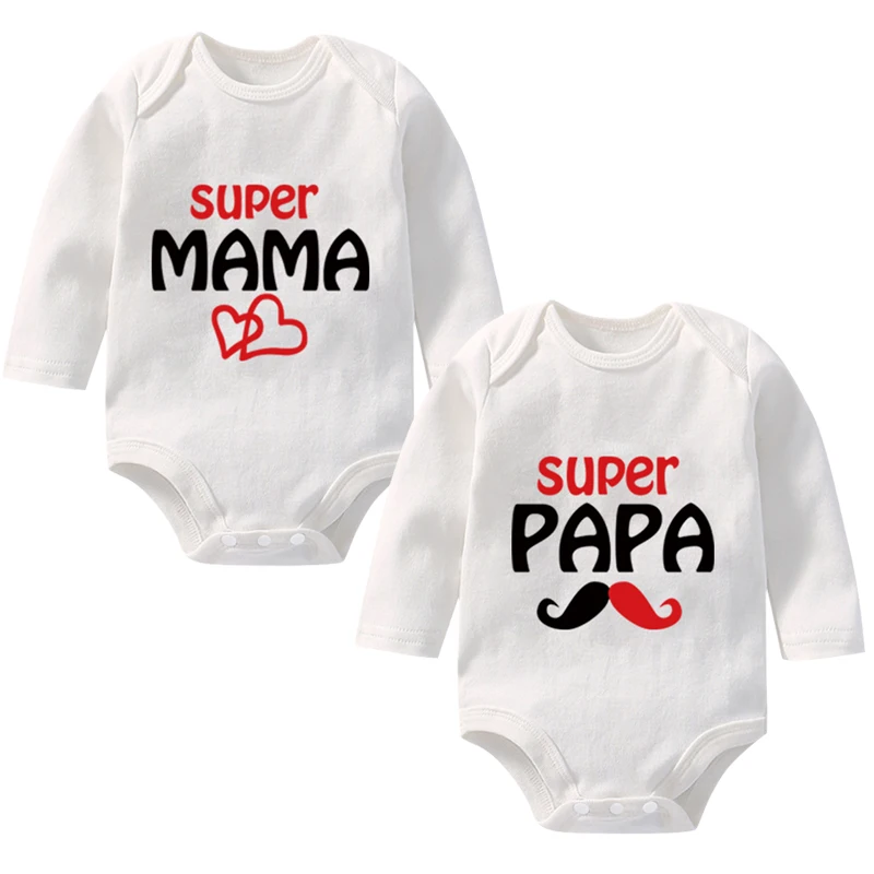 Окей мам 2 шт. ужин PaPa или I Love Mama Для малышей ползунки одежда 100% из хлопка для