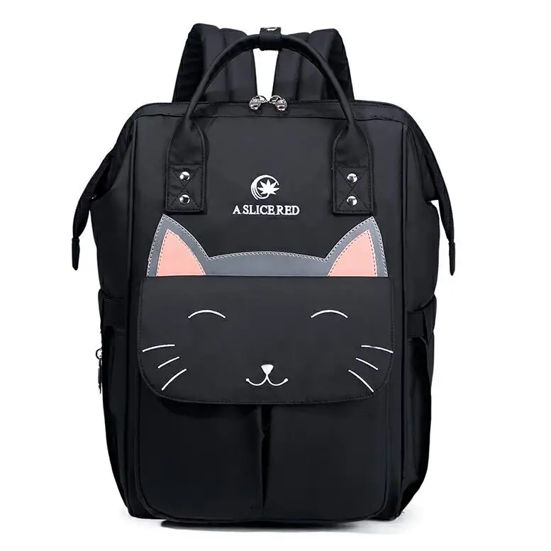 smile cat black Рюкзак Mommy Bag большой мешок пеленки детские Организатор для беременных Водонепроницаемый кормящих сумка для Детская сумка для путешествий - Цвет: smile cat black