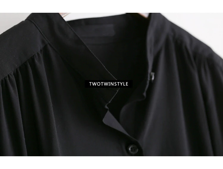 TWOTWINSTYLE Повседневное миди летнее платье Для женщин рубашка платья Женский Топ Блузка с длинными рукавами белого и черного цвета новинки в Корейском стиле больших размеров