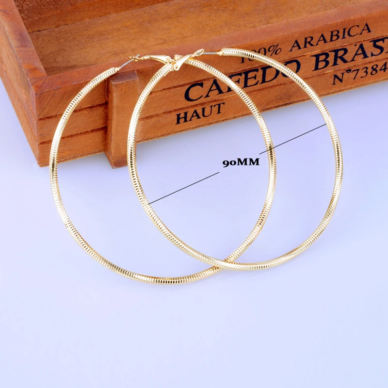 Большие серьги-кольца простой золотой роскошный круглый Круглый Серьги Модные