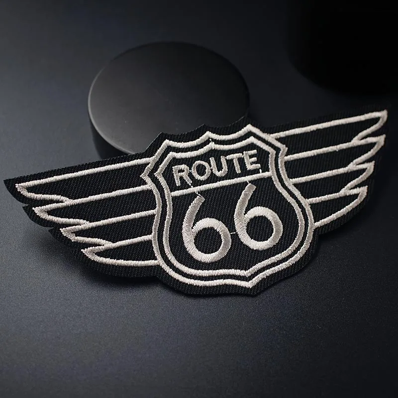ROUTE 66 (Размер: 5 3x11 7 см) наклейки сделай сам для ткани с вышивкой и аппликацией