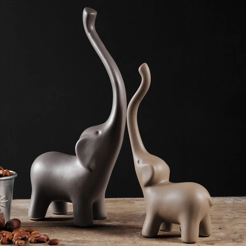 Минималистский керамические длинные нос слон статуя home decor ремесел украшения
