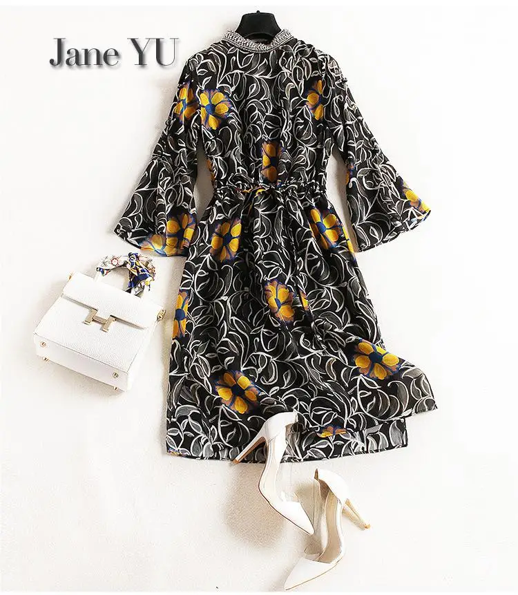 

JaneYU Chiffon Printed Fabric Dresses, Skirts, Cheongsams And Women's Dresses With Black Bottom Cloth
