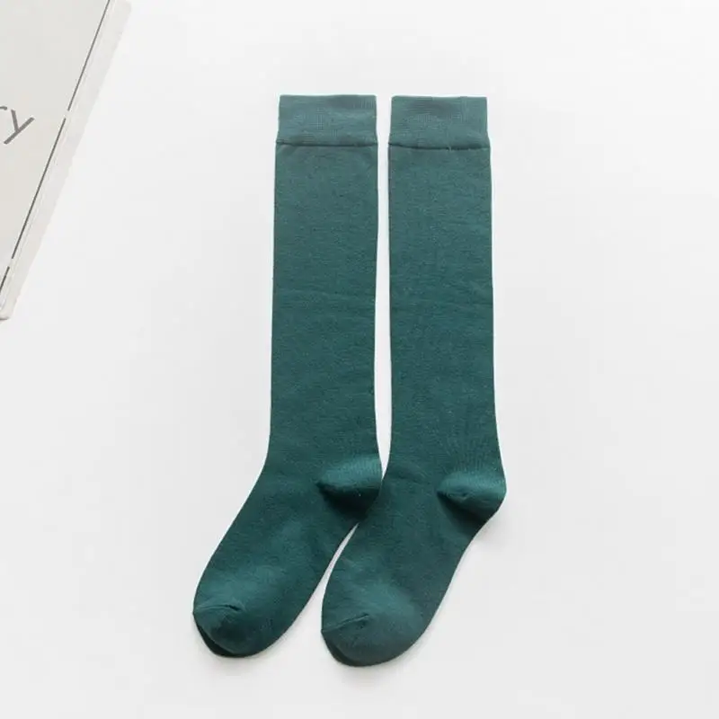Dark Green 1 пара женских носков модные Гольфы на осень и зиму гетры в консервативном стиле однотонные высокие эластичные носки наивысшего качества, Лидер продаж - Цвет: Dark Green
