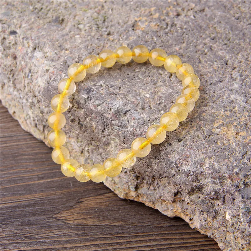 

Natural Round Ball Beaded Bracelets Circle Stretch Citrines Yellow Crystal Quartz Stone Wristband Bracelets Women Gift wholeasle