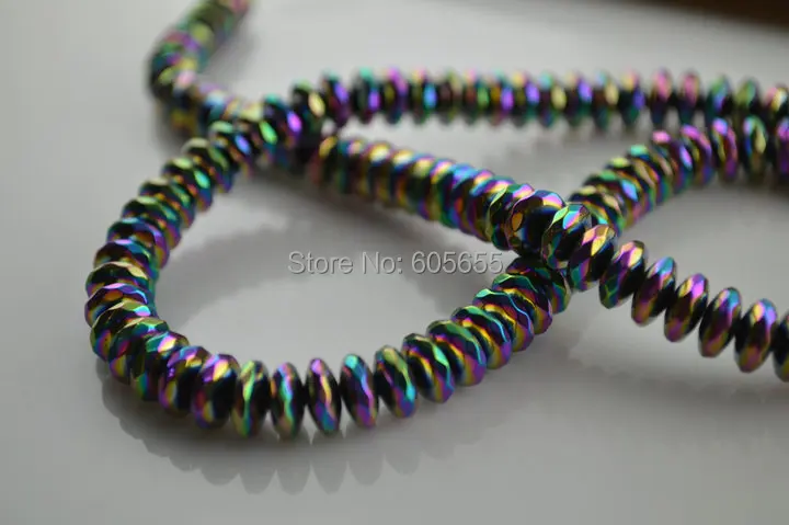 Граненые блестящие радужные 3x8 мм ограненные гематит Рондель летающая тарелка |