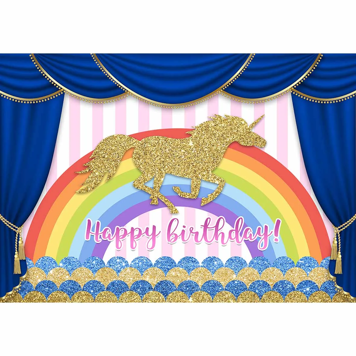 Фон для фотосъемки Allenjoy с радужной волной единорогом детским крестином на день