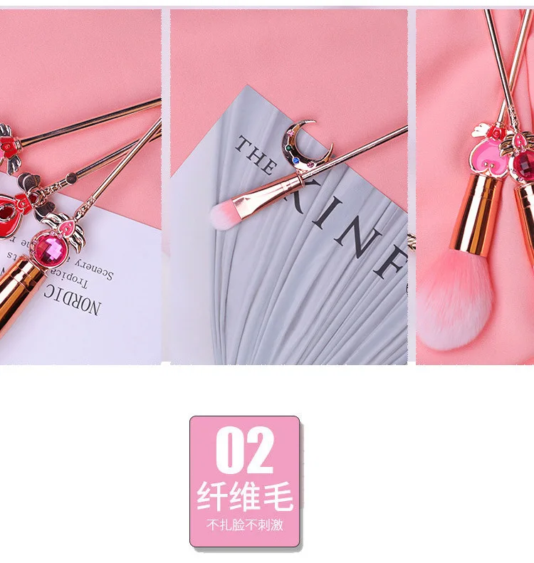 Аниме Card Captor Sakura Сейлор Мун Кисть для макияжа кисть для 8 шт./компл. Румяна Тени для век консилер Косплэй Рождественский подарок для девочки