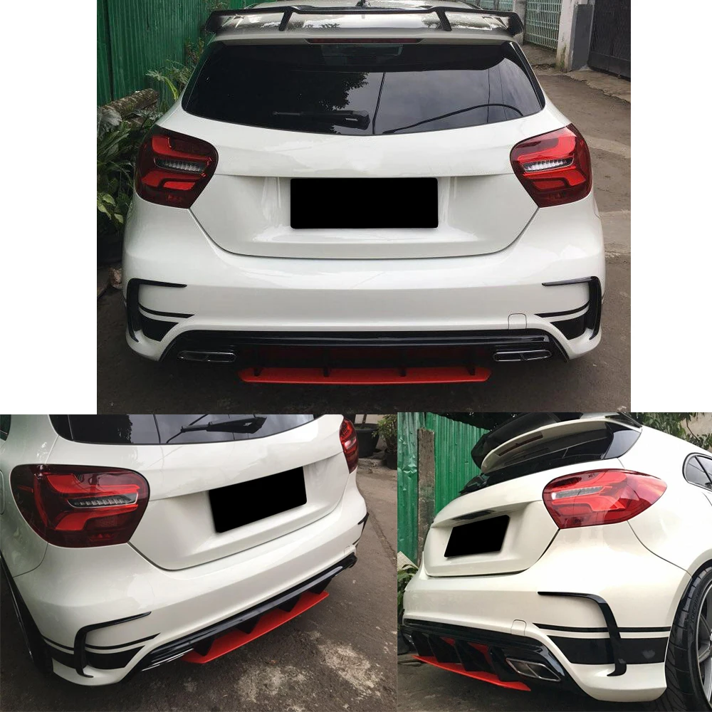 Для Mercedes Benz W176 хэтчбек 4 двери 13-18 A45 AMG A180 A200 задний диффузор спойлер с выхлопом