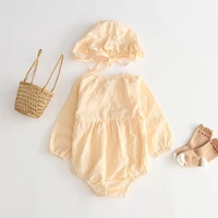 ruffles lace long sleeve romper baby girls costumes clothes autumn infant jumpsuit toddler baby overalls children onesie hat