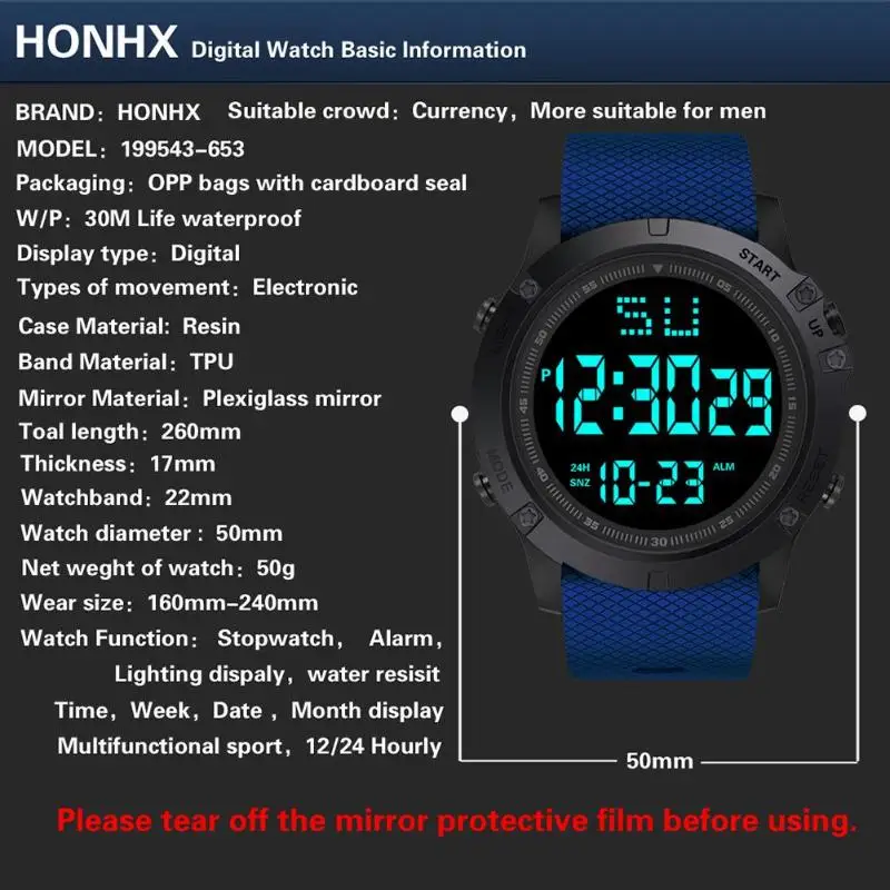 Military Sport Watch Men Top Brand Luxury Electronic LED Digital Wrist Watch Waterproof Male Clock For Man Relogio Masculino