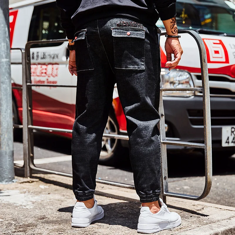 2019 Новинка эластичная резинка на талии большие Для мужчин джинсы получить Вес с