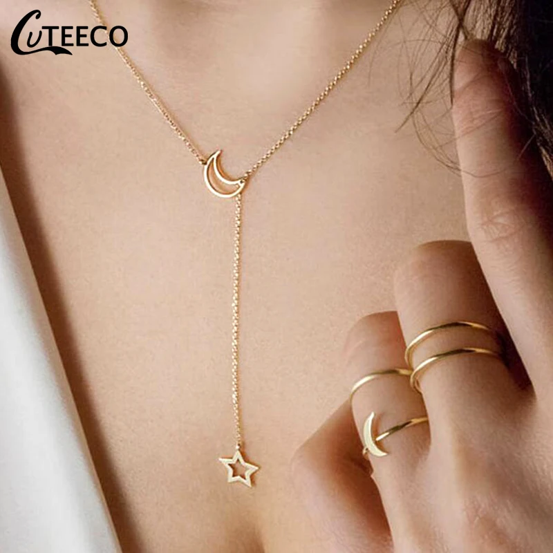 CUTEECO Простые Модные ювелирные изделия Сердце Звезда колье ожерелье женский кулон с короткой цепью и ожерелье богемное ожерелье