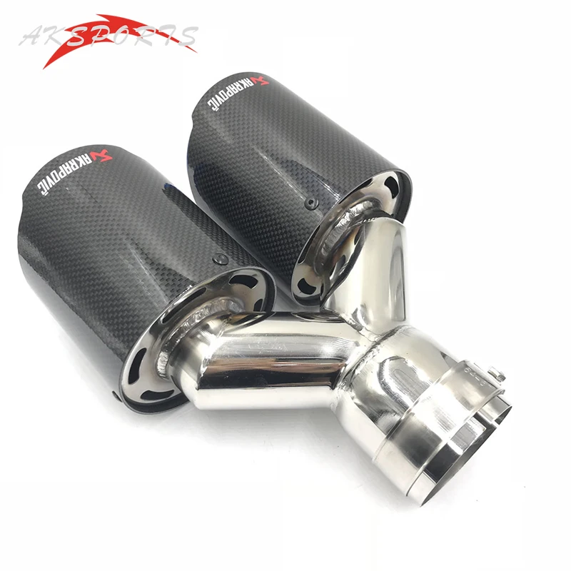 1 шт. Akrapovic Глянцевая углеродистая нержавеющая сталь Универсальный двойной одинаковой длины выхлопной трубы синий конец наконечник для Honda Civic