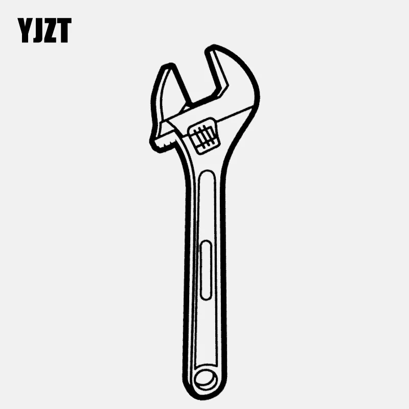 

YJZT 4.1CM*13.1CM Personal Metal Wrench Vinly Decoration Black/Silver Car Sticker C22-0455
