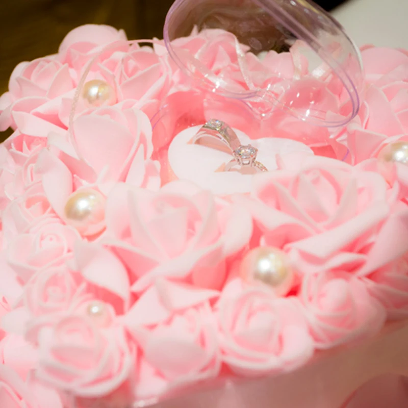 Подушка в виде кольца для свадьбы Европейском стиле из пены с сердечком розой и