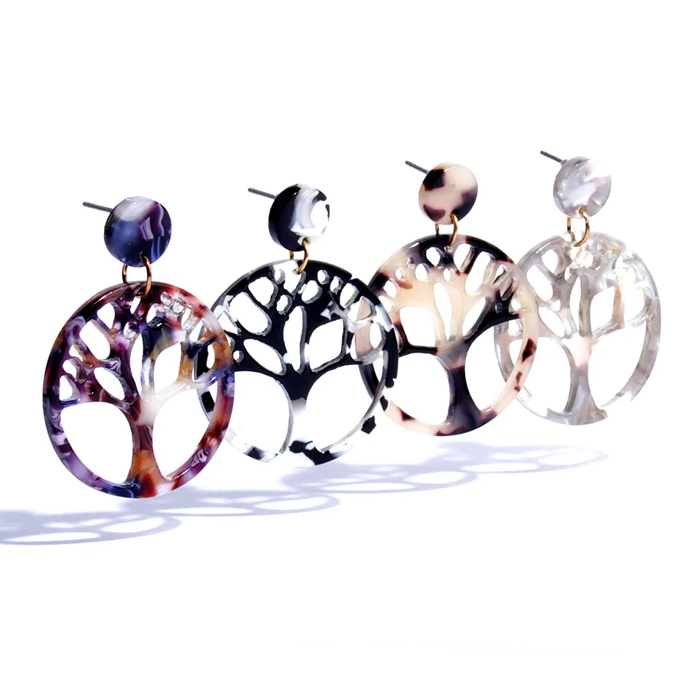 Женские серьги подвески из ацетата круглые смолы Подарочные ювелирные изделия