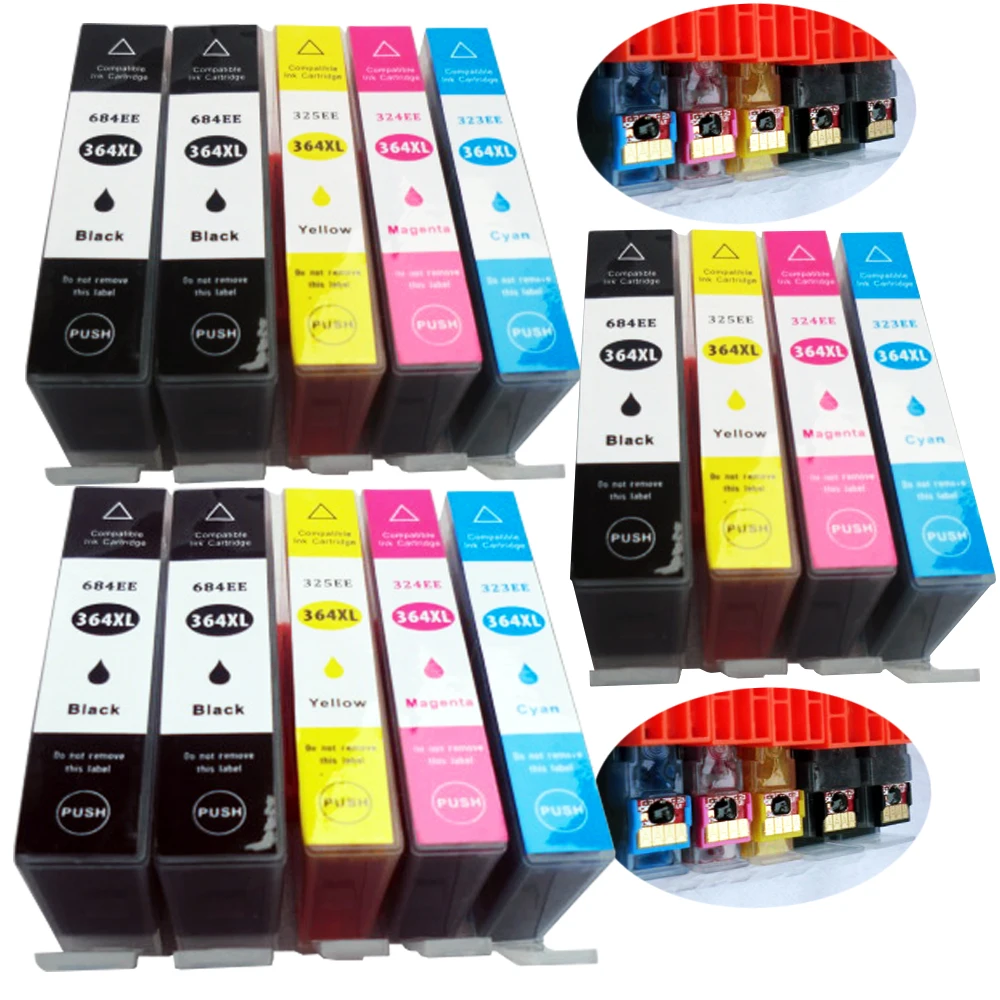 14 совместимых картриджей для принтера HP 364 XL Deskjet 3070 A 3520 3522 Photosmart 5520 5510 6520 7510 7520 (с