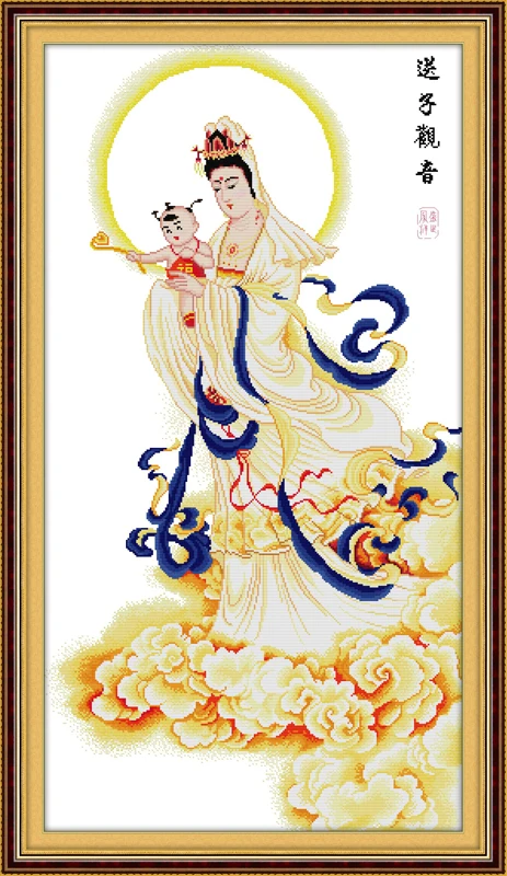 Набор для вышивки крестиком Songzi Kuan Yin 2 религия DMC Цветовая печать 18 карат 14 11
