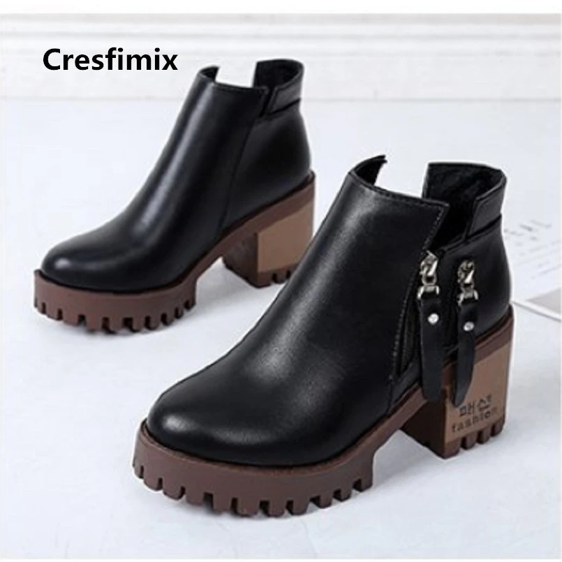 Женские ботинки Cresfimix женские модные черные martin из искусственной кожи с двойной