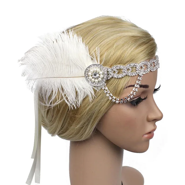 1920s Flapper Headpiece с перьями в 