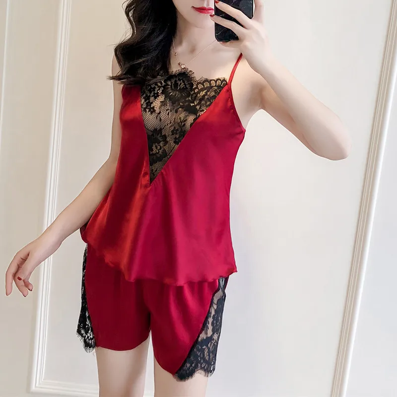 2018 новый летний женский Шелковый Пижамный костюм превосходного качества
