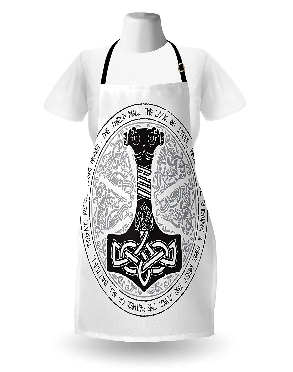 Mjolnir Apron Round Traditional Scandinavian Sacred Icon Poetic Nordic Tribal Symbol Kitchen Accessories for Cooking Baking | Дом и сад