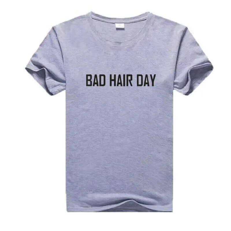 Забавная хлопковая Футболка Bad Hair Day топы Новинка лета 2019 женская футболка с