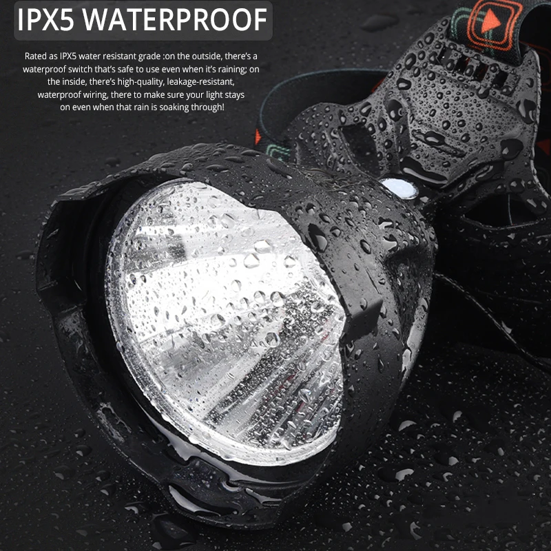 Мощный люмен светодиодный налобный фонарь USB Перезаряжаемый ультра яркий Hardhat