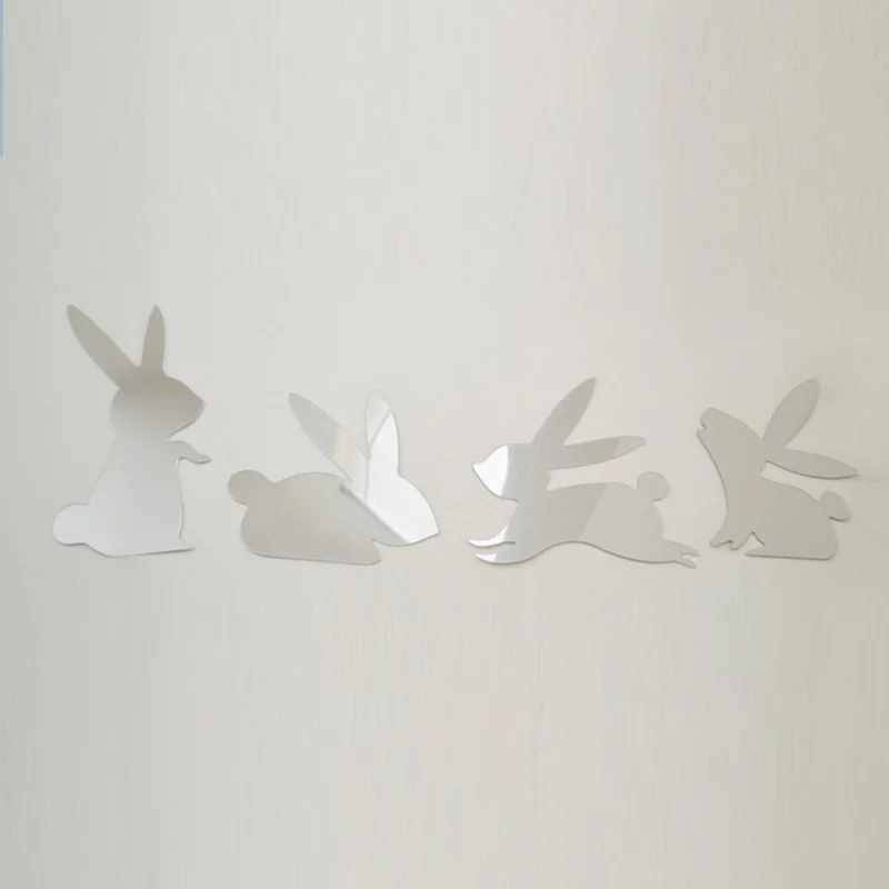 4 шт. в наборе акриловая Наклейка на стену с кроликом декоративная наклейка DIY