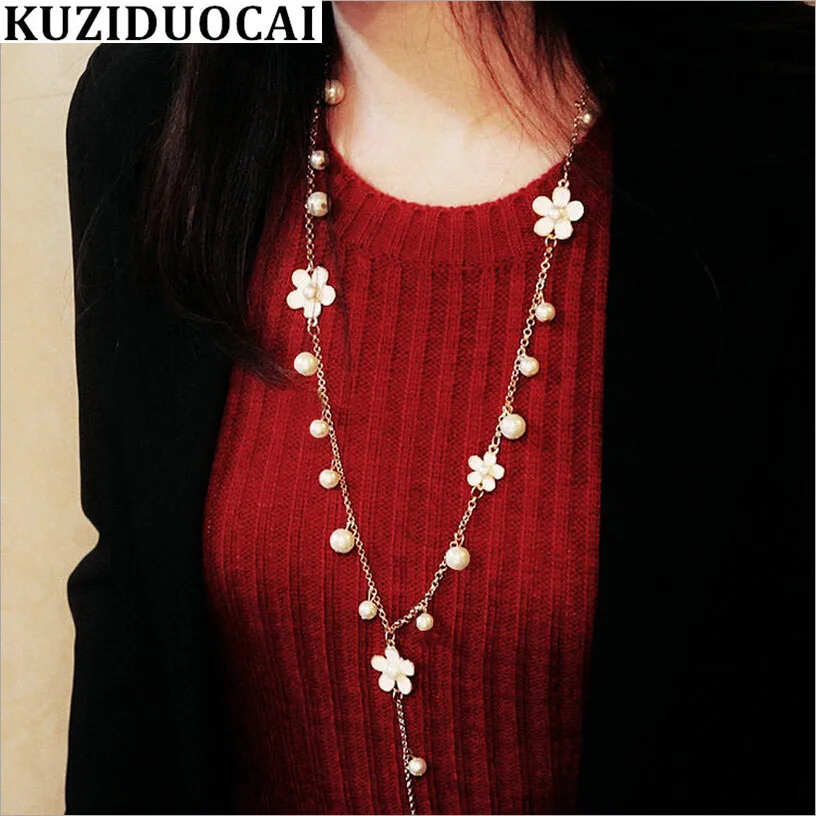 Kuziduocai новые модные ювелирные изделия жемчуг цветок лепесток цепочка для зимнего