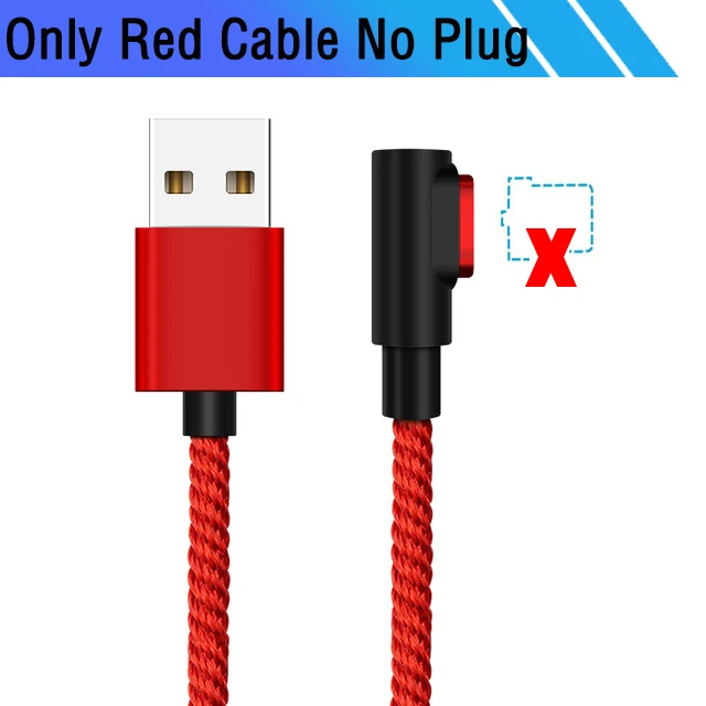 Red Cable No Plug 90 градусов 2 м Магнитный кабель Быстрый 3A для samsung Xiaomi зарядное устройство Quick Charge 3,0 Micro usb type C Магнитный шнур для зарядки телефона - Цвет: Red Cable No Plug