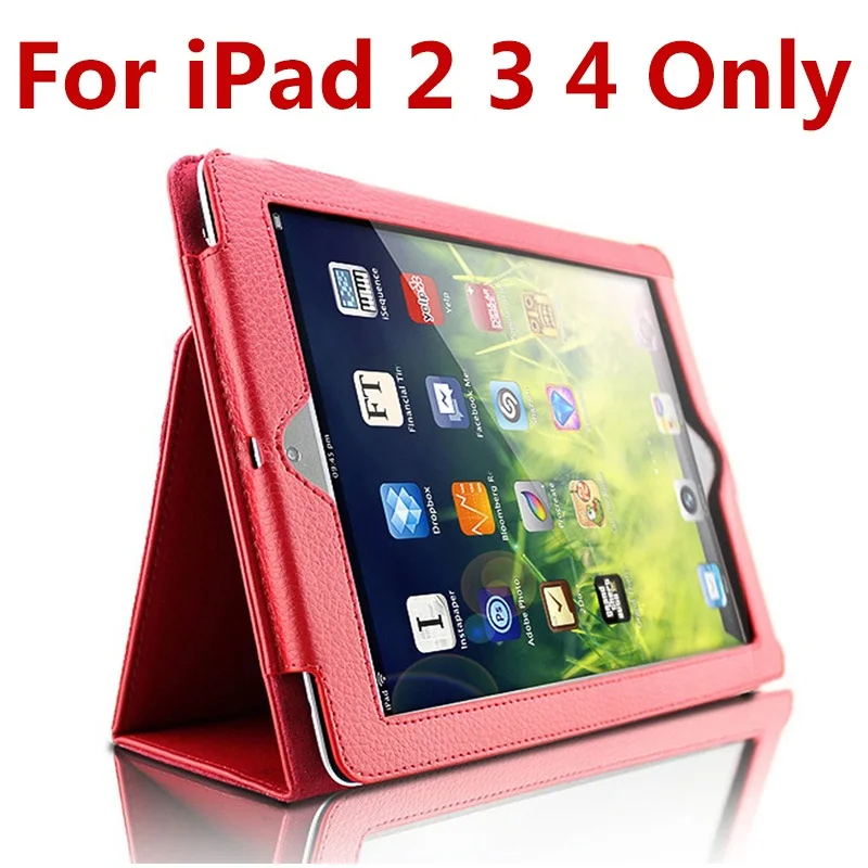 for 2 3 4 Red Чехол для iPad Air 2, GARUNK, Матовый кожаный флип-чехол из личи, смарт-подставка, защитный чехол для iPad 2/3/4, iPad 6, Аксессуары для планшетов - Цвет: for 2 3 4 Red