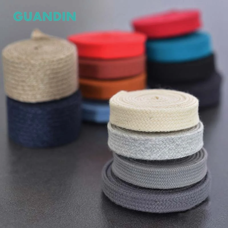 GUANDIN, цветная хлопковая плоская веревка, шнур ручной работы, плоская хлопковая веревка для сумок, одежды, обуви, брюк, колпачков/1 ярд/штука