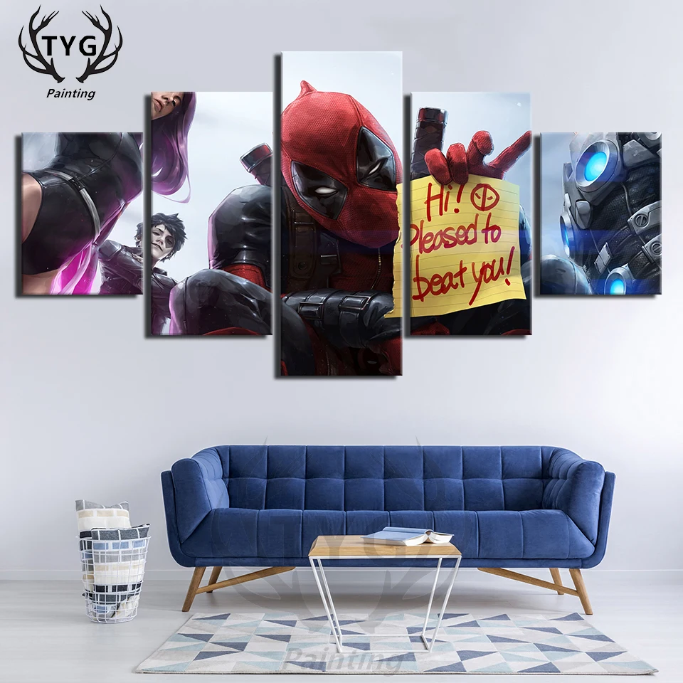Модульное украшение для дома 5 шт. Marvel Deadpool художественный плакат Картина на