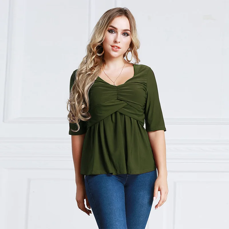 Весенняя плиссированная женская блузка сексуальные повседневные женские блузки размера плюс 5XL 6XL с