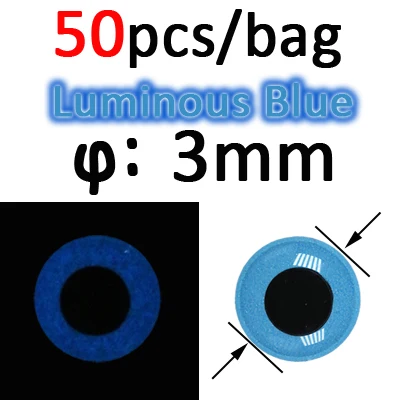 50pcs 3mm Blue ICERIO 50 шт. светящиеся 3D эпоксидные рыбные глаза для завязывания мух стример приманка джиг приманка изготовление материала - Цвет: 50pcs 3mm Blue