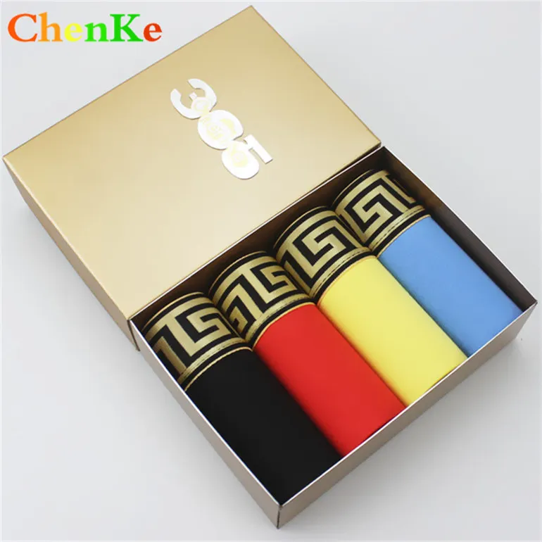four pcs 013 no box ChenKe,, мужские хлопковые боксеры, шорты для мужчин, расширяющийся золотой пояс, хитовое нижнее белье, Брендовые мужские боксеры, мужские трусы, 7 цветов - Цвет: four pcs 013 no box