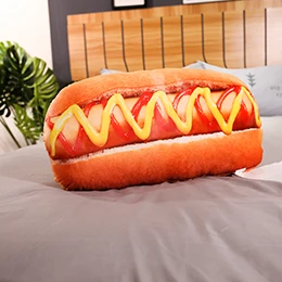 Hot dog Еда плюшевые реалистичные закуски подушки 3D печать суши Стекло Пиво хот-дог гамбургер пицца подушки реквизит взрослый подарок - Цвет: Hot dog
