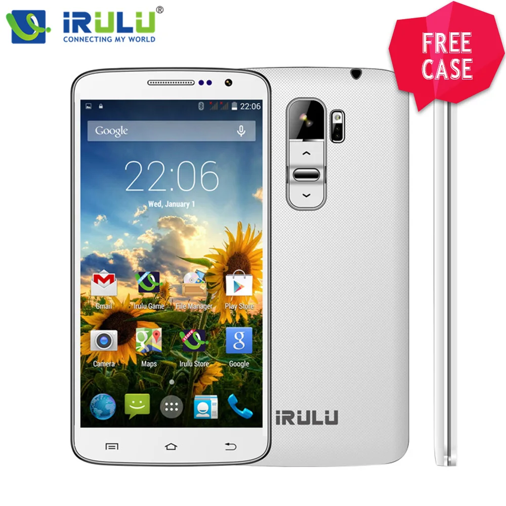 U2 IRULU Смартфон 5.0 &quotMTK6582 Android 4.4 Quad Core 8 ГБ Dual SIM Мобильный QHD 13MP Сердечного ритма