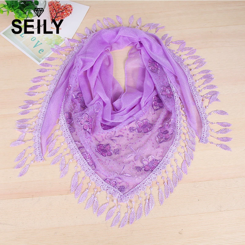 Винтажный вышитый цветок с блестками кисточка вязание крючком длинный шифоновый