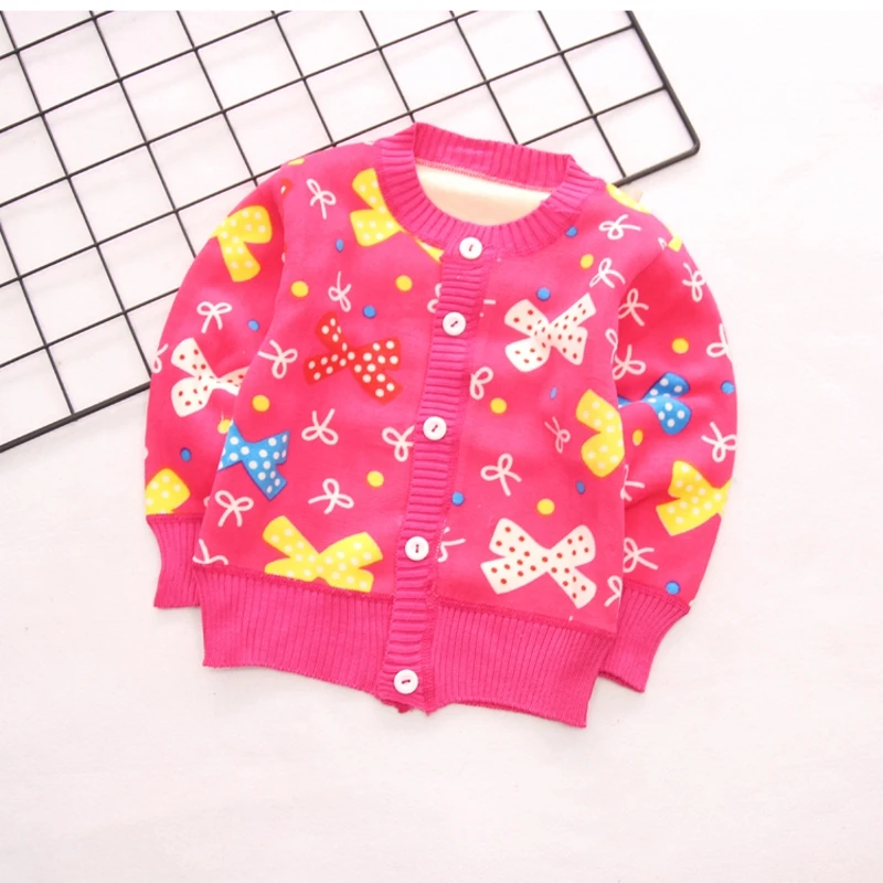 2019 New Baby Sweaters Autumn Winter Knitted Cardigan Plus Thick Velvet Warm Kids Clothes Boys Girls Sweater Casual Outerwear |