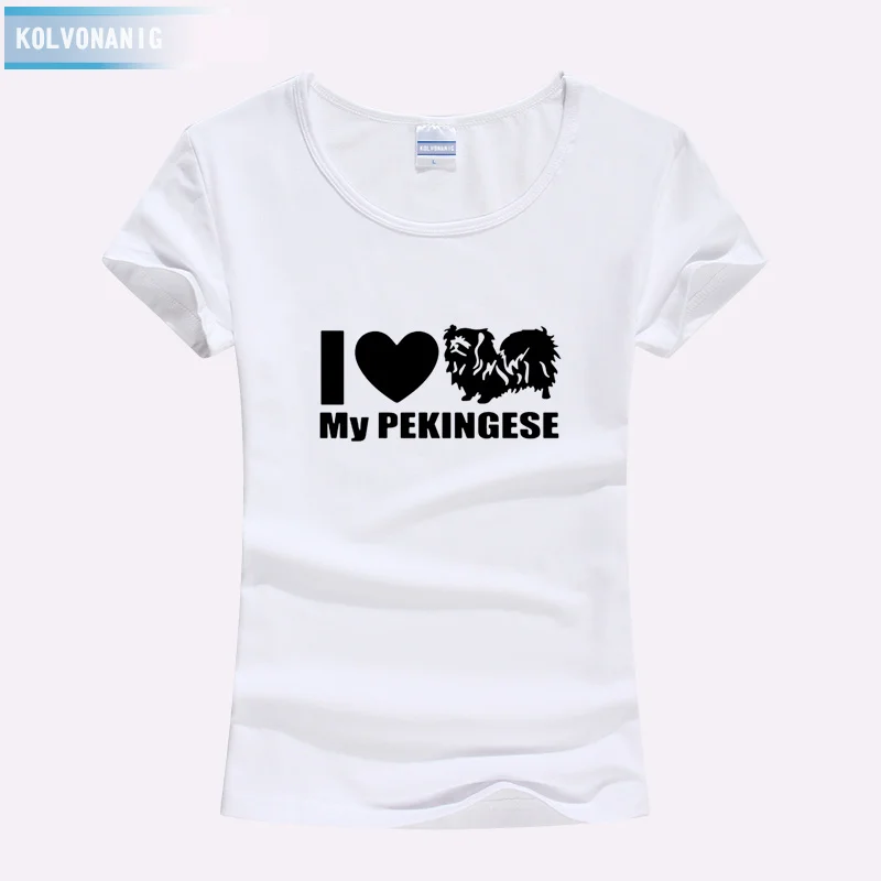 Одежда для женщин 2019 I Love My Pekingese модный принт Женская Новая брендовая футболка