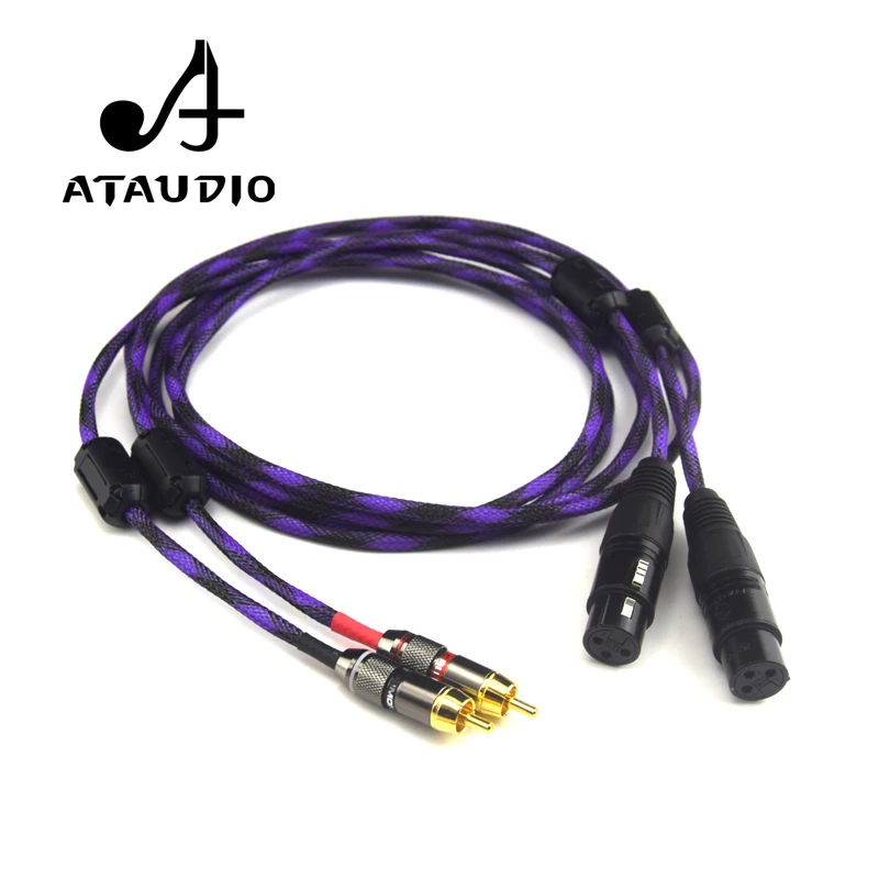 Кабель ATAUDIO Hi Fi с посеребренным RCA на XLR высококачественный кабель 2 папа мама|rca to