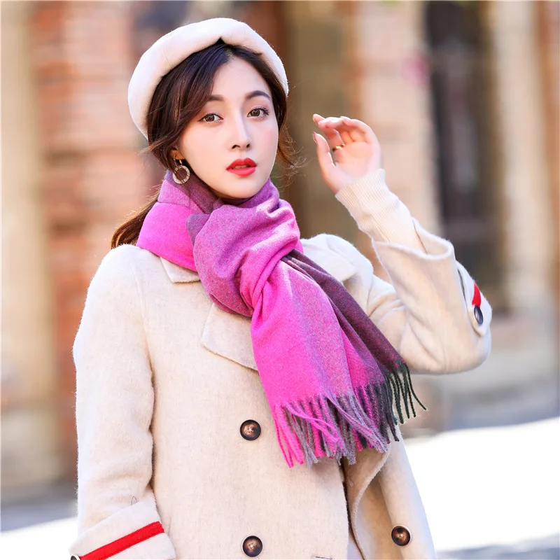 Женский шарф RUNMEIFA из искусственного кашемира с градиентом Зимний Теплый шали