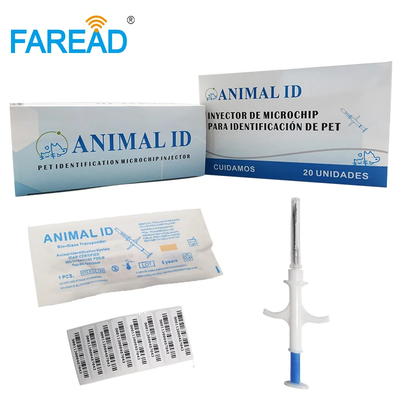 134.2KHz Microchips Syringe Animal Pet ID Tracking Tag Rfid Implant For Cows Turtles Dog Chip Glass Tube Needle Injector FDX-B |
