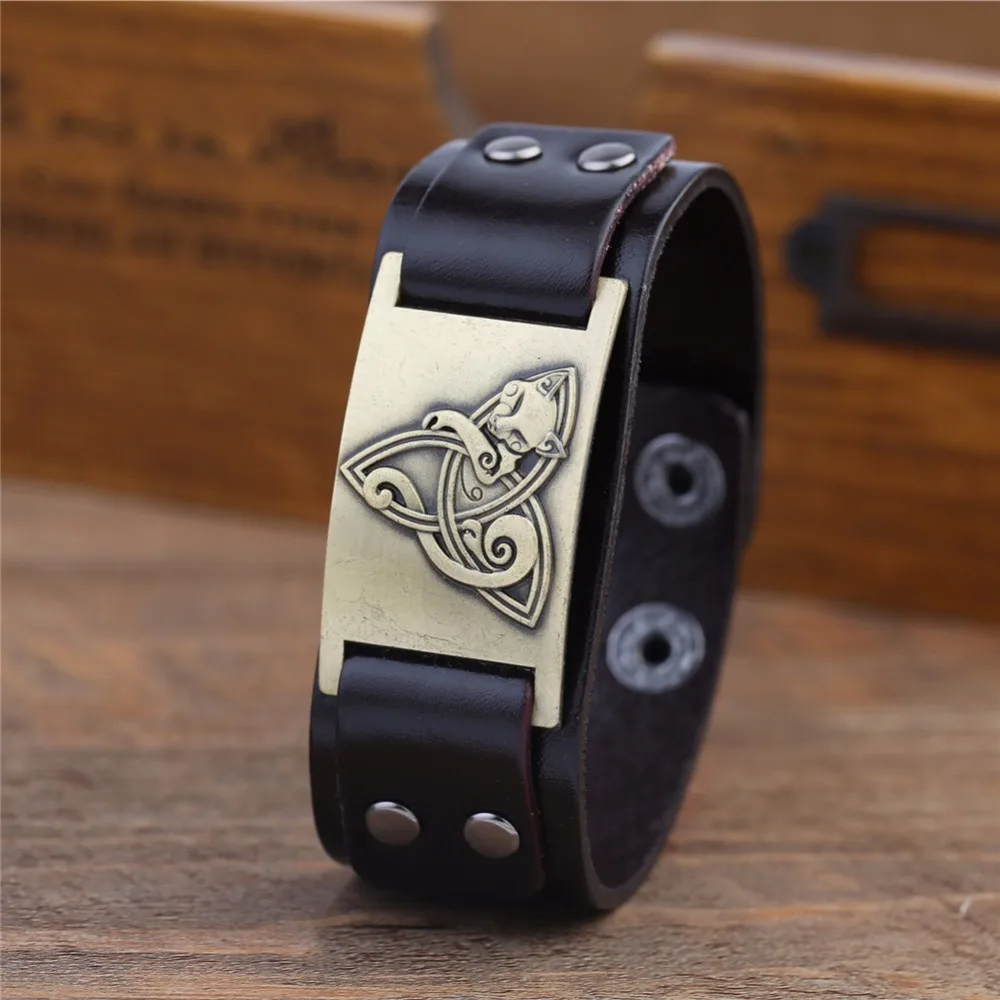 Женские браслеты из натуральной кожи с узелком троица и лисицей|leather bracelet|genuine
