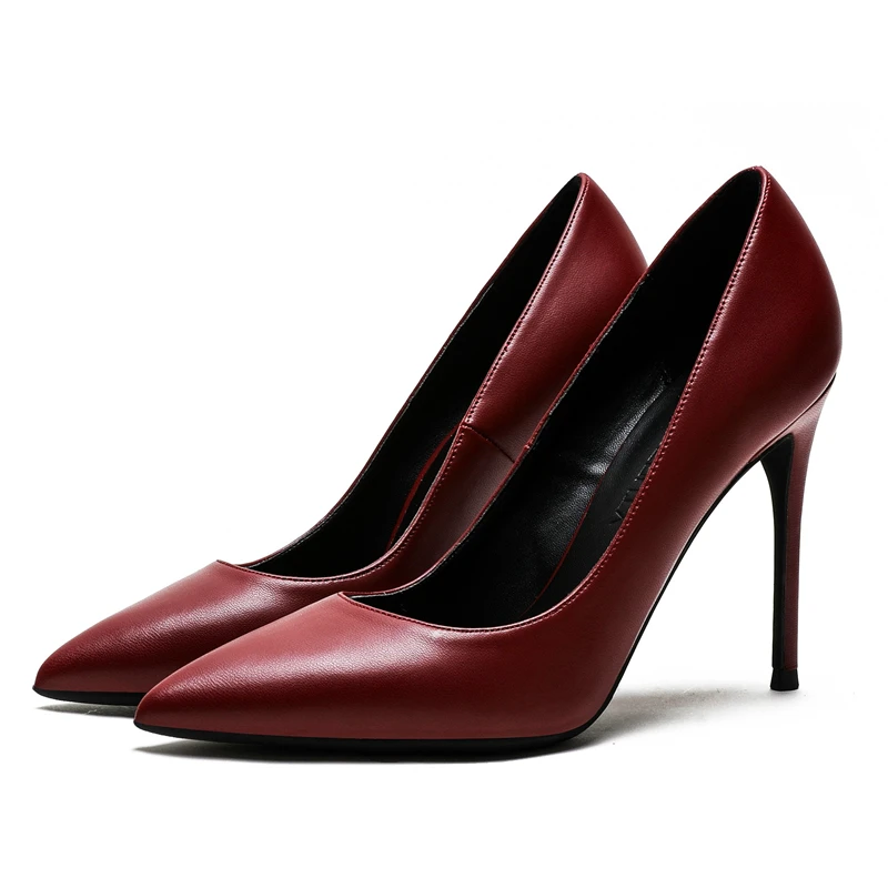 

Size 34-41 Female Pointed Toes Genuine Leather Pumps Woman Slip-on Shoes Ladies Elegant High Heels Shoes Women Shoes E0074